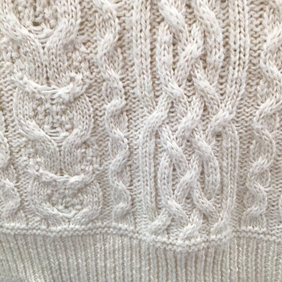 Womens L. Ralph Lauren Chunky Cable Knit Sweater M Ivory Alpaca Wool Preppy L/S - Picture 9 of 11